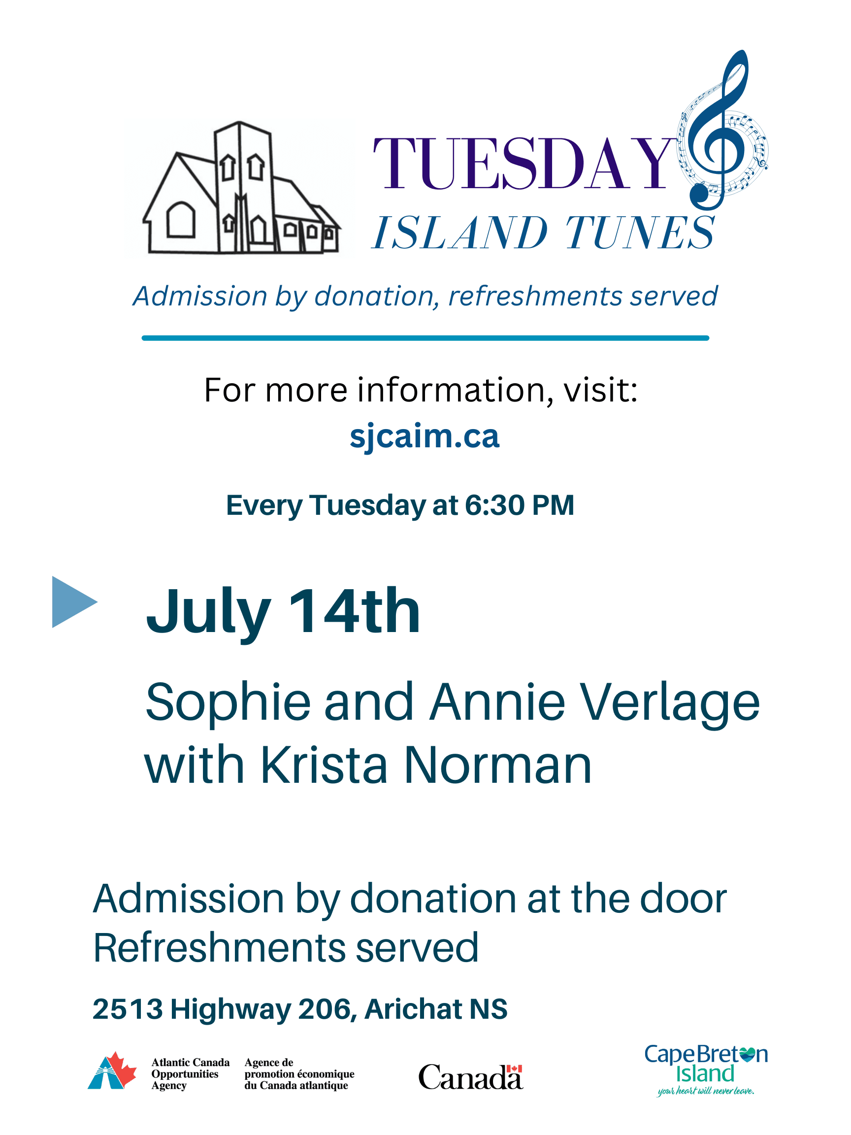 Tuesday Island Tunes - Sophie and Annie Verlage with Krista Norman — event in Strait Area, Cape Breton