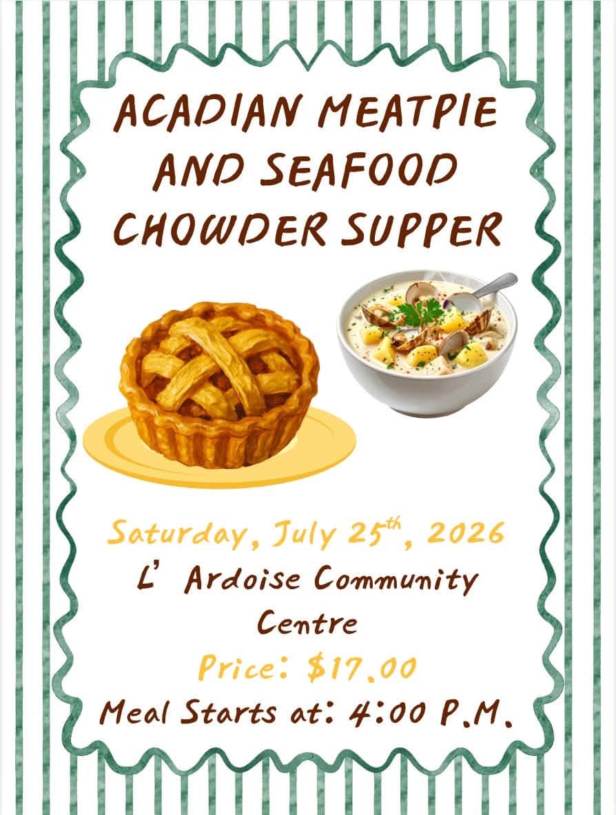 Acadian Meatpie & Seafood Chowder Community Supper — event in Strait Area, Cape Breton