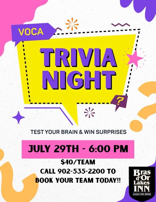 VOCA Trivia Night in St. Peter's — event in Strait Area, Cape Breton