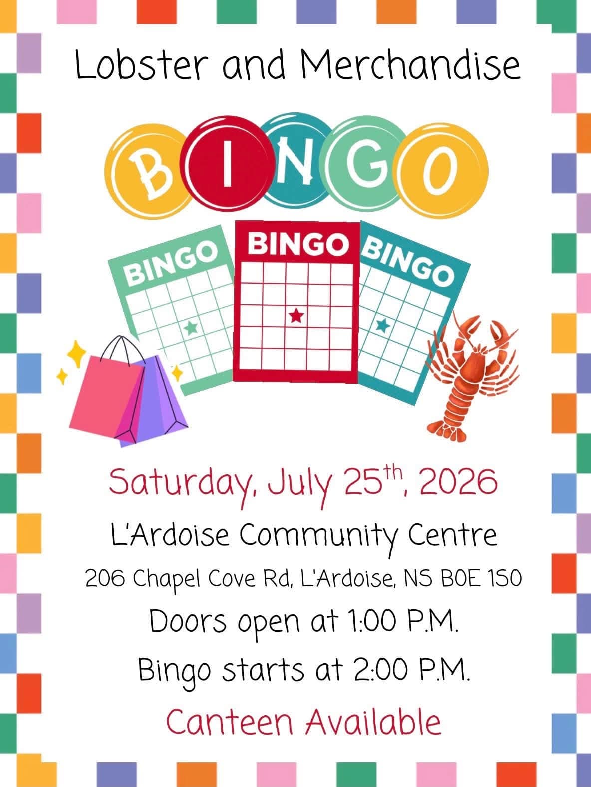 Lobster & Merchandise Bingo - L'Ardoise Acadian Festival — event in Strait Area, Cape Breton
