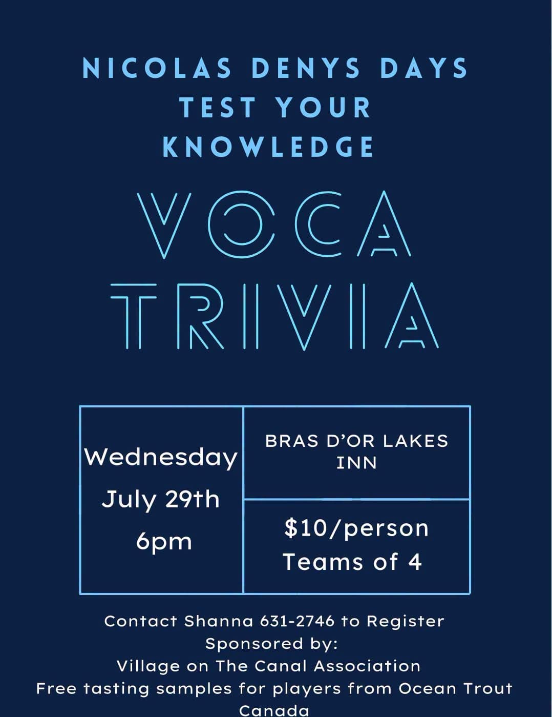 VOCA Trivia - Nicholas Denys Days — event in Strait Area, Cape Breton