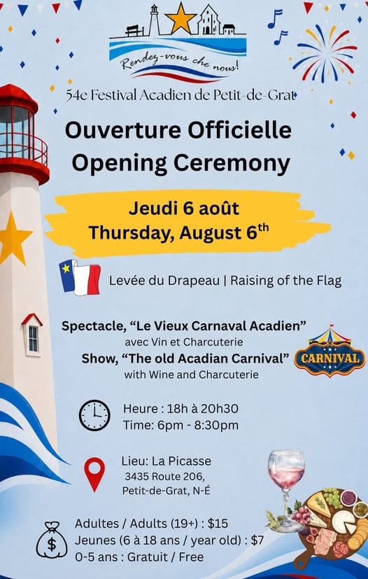 Petit de Gras Acadian Festival Opening Ceremony — event in Strait Area, Cape Breton